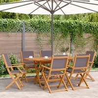 7 Piece Garden Dining Set Anthracite Fabric & Solid Wood