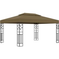 Berkfield Home Gazebo with Double Roof 3x4 m Taupe 180 g/m ² in Beige