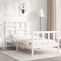 Berkfield Home Bed Frame with Headboard White 100x200 cm Solid Wood