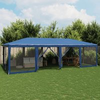 Berkfield Home Party Tent with 12 Mesh Sidewalls Blue 8x4 m HDPE