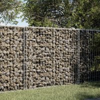 Berkfield Home Gabion Basket with Cover 100x100x100 cm Galvanised Iron in Silver | Size: 100 x 100 x 100 cm