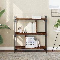 Berkfield Home Bookcase 3-Tier Smoked Oak 76x32x88 cm Engineered Wood in Brown | Size: 76 x 32 x 88 cm