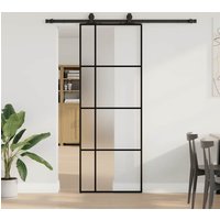 Berkfield Home Sliding Door with Hardware Set Black 76x205 cm ESG Glass