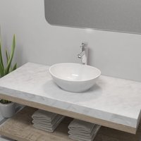 Berkfield Home Bathroom Basin with Mixer Tap Ceramic Oval White