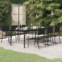 Berkfield Home Garden Dining Table Black 200x100x74 cm Steel & Glass | Size: 200 x 100 x 74 cm