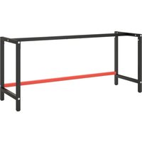Berkfield Home Work Bench Frame Matte Black & Matte Red 180x57x79 cm Metal | Size: 180 x 57 x 79 cm