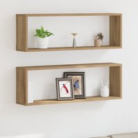 Berkfield Home Wall Shelves 2 pcs Artisan Oak 80x15x26 cm Engineered Wood in Brown | Size: 80 x 15 x 26 cm