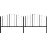 Berkfield Home Garden Fence with Spear Top Steel (1.25-1.5)x3.4 m Black