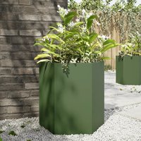 Berkfield Home Garden Planter Olive Green Hexagon 46x40x45 cm Steel | Size: 46 x 40 x 45 cm