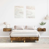 Berkfield Home Bed Frame No Mattress Smoked Oak 140x190 cm Engineered Wood in Brown