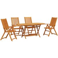 Outdoor Dining Set Set 5 Wood Solid Acacia Wood
