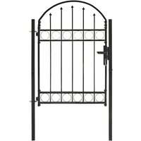 Berkfield Home Fence Gate with Arched Top Steel 100x125 cm Black