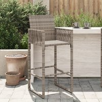 Berkfield Home Garden Bar Stools 2 pcs Grey Poly Rattan