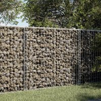 Berkfield Home Gabion Basket with Cover 100x50x100 cm Galvanised Iron in Silver | Size: 100 x 50 x 100 cm