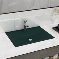 Berkfield Home Luxury Basin with Faucet Hole Matt Dark Green 60x46 cm Ceramic