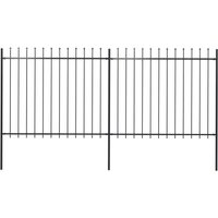Berkfield Home Garden Fence with Spear Top Steel 3.4x1.5 m Black