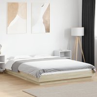 Berkfield Home Bed Frame with LED Lights without Mattress Sonoma Oak 140x200cm in Brown | Size: 140x200 cm