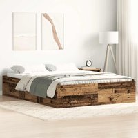 Bed Frame without Mattress Old Wood 120x200cm Engineered Wood Double