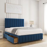 Sierra Plush Velvet Divan Bed Set 24" Headboard 4 Drawers & Mattress Double