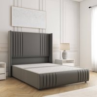 Peyton Divan Bed Plush Velvet 54" Headboard & No Mattress No Drawers Super King