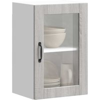 Berkfield Home Kitchen Wall Cabinet with Glass Door Porto Grey Sonoma