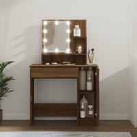 Dressing Table LED Oak 86.5x35x136 cm