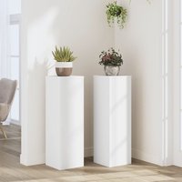 Berkfield Home Plant Stand 2pcs White 25x25x80 cm Engineered Wood | Size: 25 x 25 x 80 cm