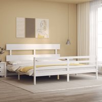 Berkfield Home Bed Frame with Headboard White 200x200 cm Solid Wood