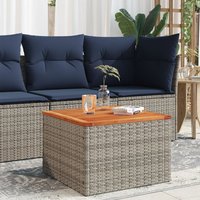 Berkfield Home Garden Table Grey 55x55x37 cm Poly Rattan & Acacia Wood | Size: 55 x 55 x 37 cm