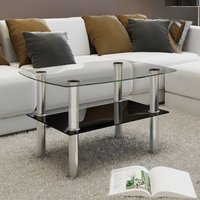 Berkfield Home Coffee Table Glass 2 Tiers in Silver