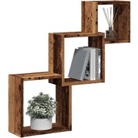 Berkfield Home Wall Cube Shelves Old Wood 68x15x68 cm Engineered Wood in Brown | Size: 68 x 15 x 68 cm