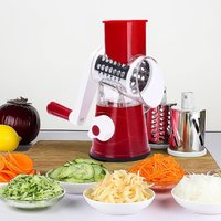 Dragodirect Rotary Cheese Grater 3 in 1 Shredder Grater Rotary with Handle in Red