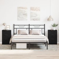Berkfield Home Nightstands 2 pack Black Oak 40x65x65 cm Made of Engineered Wood | Size: 40 x 65 x 65 cm