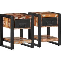 Berkfield Home Bedside Cabinets 2 pcs Multicolour Solid Rough Wood Mango