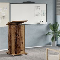 Berkfield Home Lectern Podium with Wheels Old Wood Engineered Wood in Brown