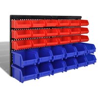 Berkfield Home Wall Mounted Garage Plastic Storage Bin Set 30 pcs Blue & Red