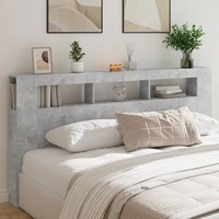 Berkfield Home LED Headboard Concrete Grey 200 cm Engineered Wood
