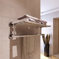 Berkfield Home Stainless Steel Towel Rack 6 Tubes in Silver