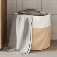 Berkfield Home Storage Basket Beige & White √ò40x35 cm Cotton | Size: 40x35 cm