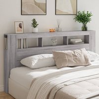 Berkfield Home LED Headboard Grey Sonoma 200 cm Engineered Wood