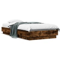 Berkfield Home Bed Frame without Mattress with LED Lights Smoked Oak 75x190 cm Small Single in Brown