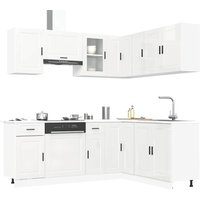 Berkfield Home 11 Piece Kitchen Cabinet Set Porto Gloss White Engineered Wood