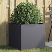 Berkfield Home Planter Anthracite 49x47x46 cm Steel in Black | Size: 49 x 47 x 46 cm