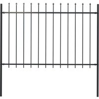 Berkfield Home Garden Fence with Spear Top Steel 1.7x1.2 m Black