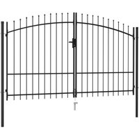 Berkfield Home Fence Gate Double Door with Spike Top Steel 3x1.75 m Black