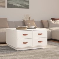 Berkfield Home Coffee Table White 80x80x45 cm Solid Wood Pine | Size: 80 x 80 x 45 cm