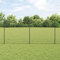 Berkfield Home Chain Link Fence with 20 U Posts Grey 1.2x10 m Steel