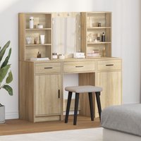Berkfield Home 3 Piece Dressing Table Set Sonoma Oak Engineered Wood in Beige