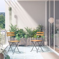 Berkfield Home Folding Garden Chairs 2 pcs Steel & Solid Acacia Wood in Brown