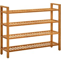 Berkfield Home Shoe Rack with 4 Shelves 100x27x80 cm Solid Oak Wood in Brown | Size: 100 x 27 x 80 cm